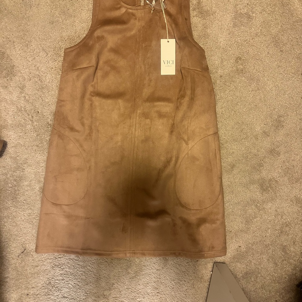 Vici Tan Sleeveless Shift Dress